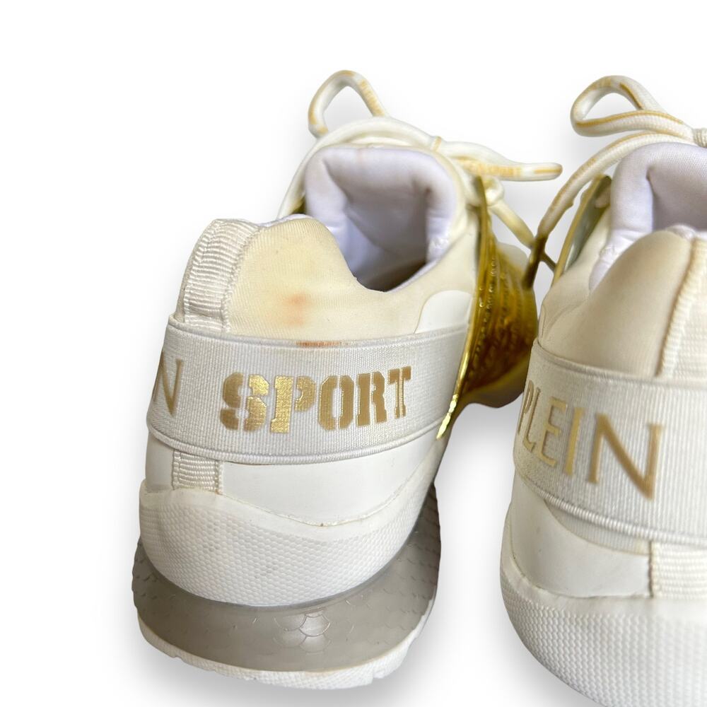 Plein Sport Gold Metallic Lace Up Shoes White Size 37/7 - Picture 15 of 16